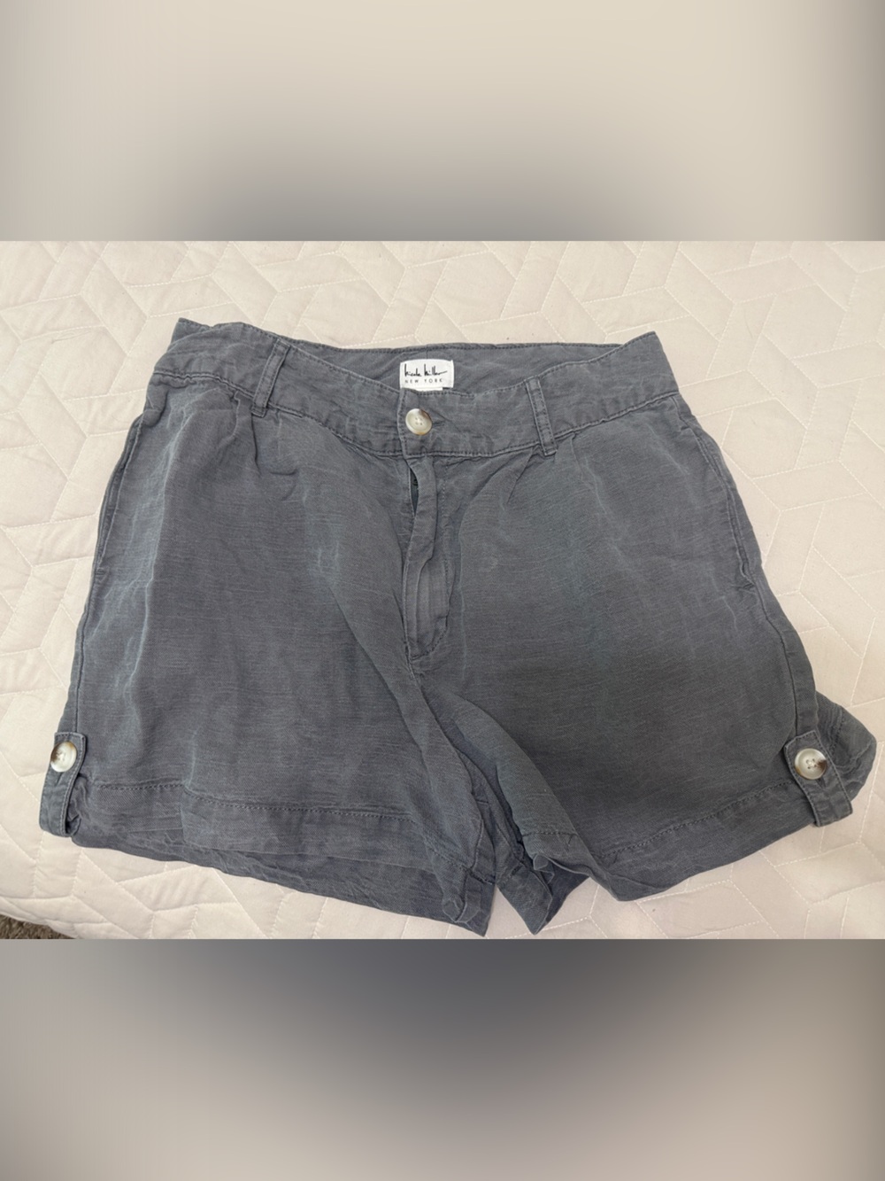 Nicole Miller Women's Flat Front Shorts in Charcoal